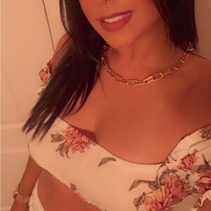 Luxxel Floral Wide Leg Jumpsuit - Cream and Pink